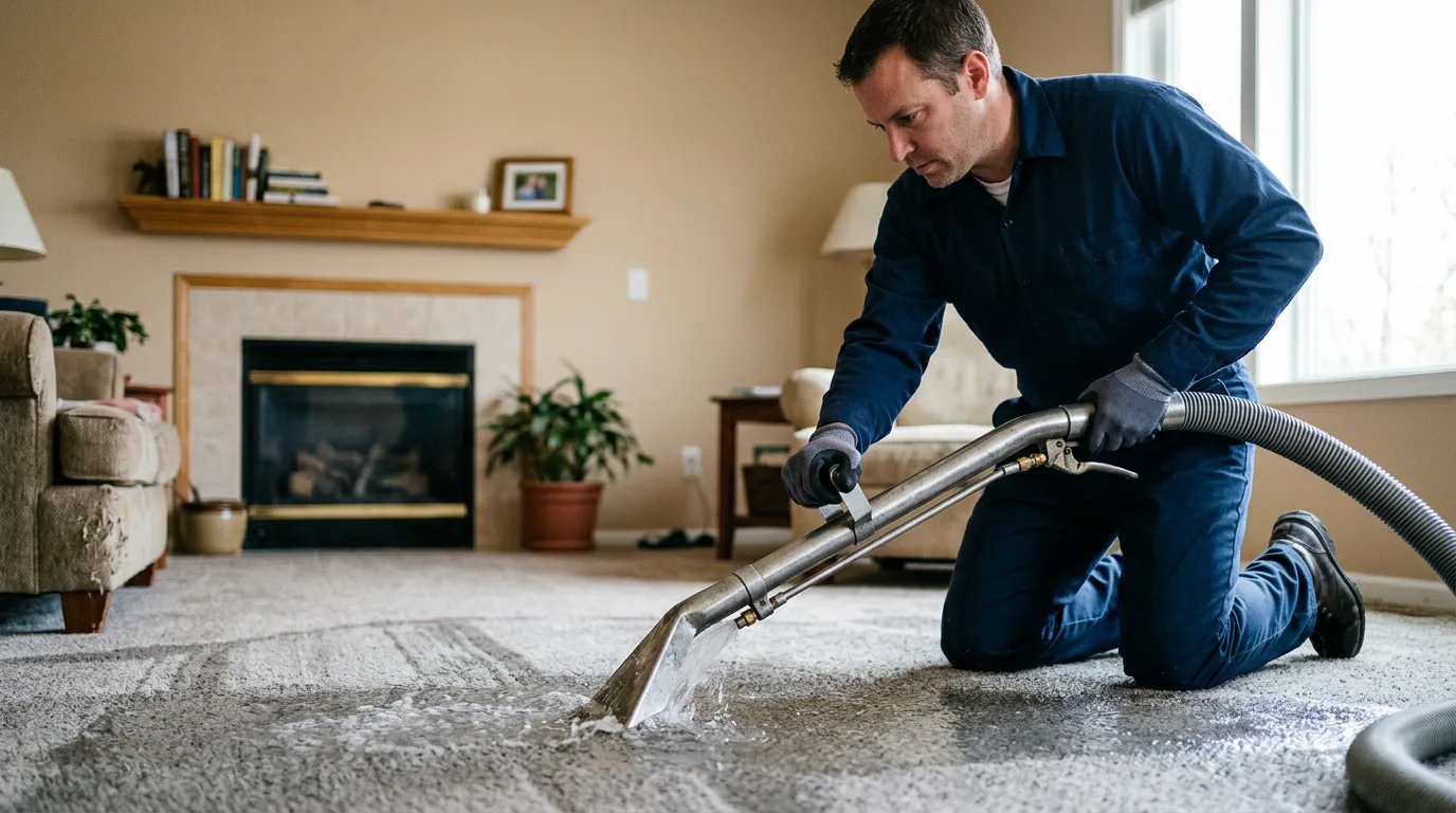 Water damage restoration technician working near Madison, MD